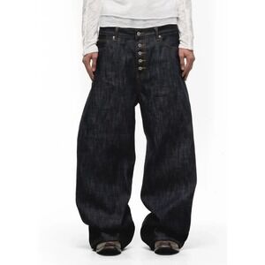 No Faith Studios‎ Baggy HandMade Japanese Selvedge Loose Denim Blue Men Large